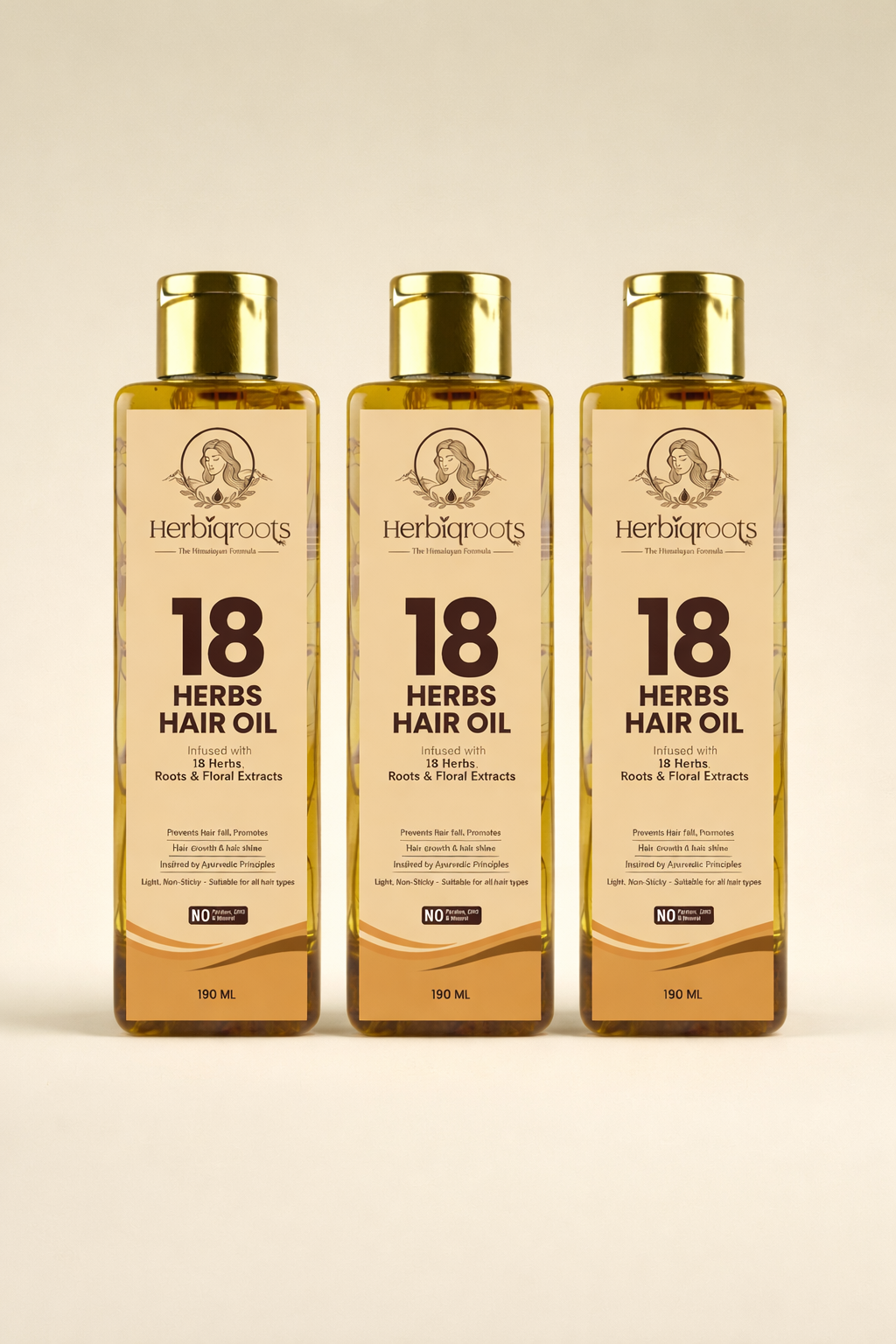 HerbiqRoots 18 Herbs Hair Oil – 3 Bottle Combo (Special Offer)