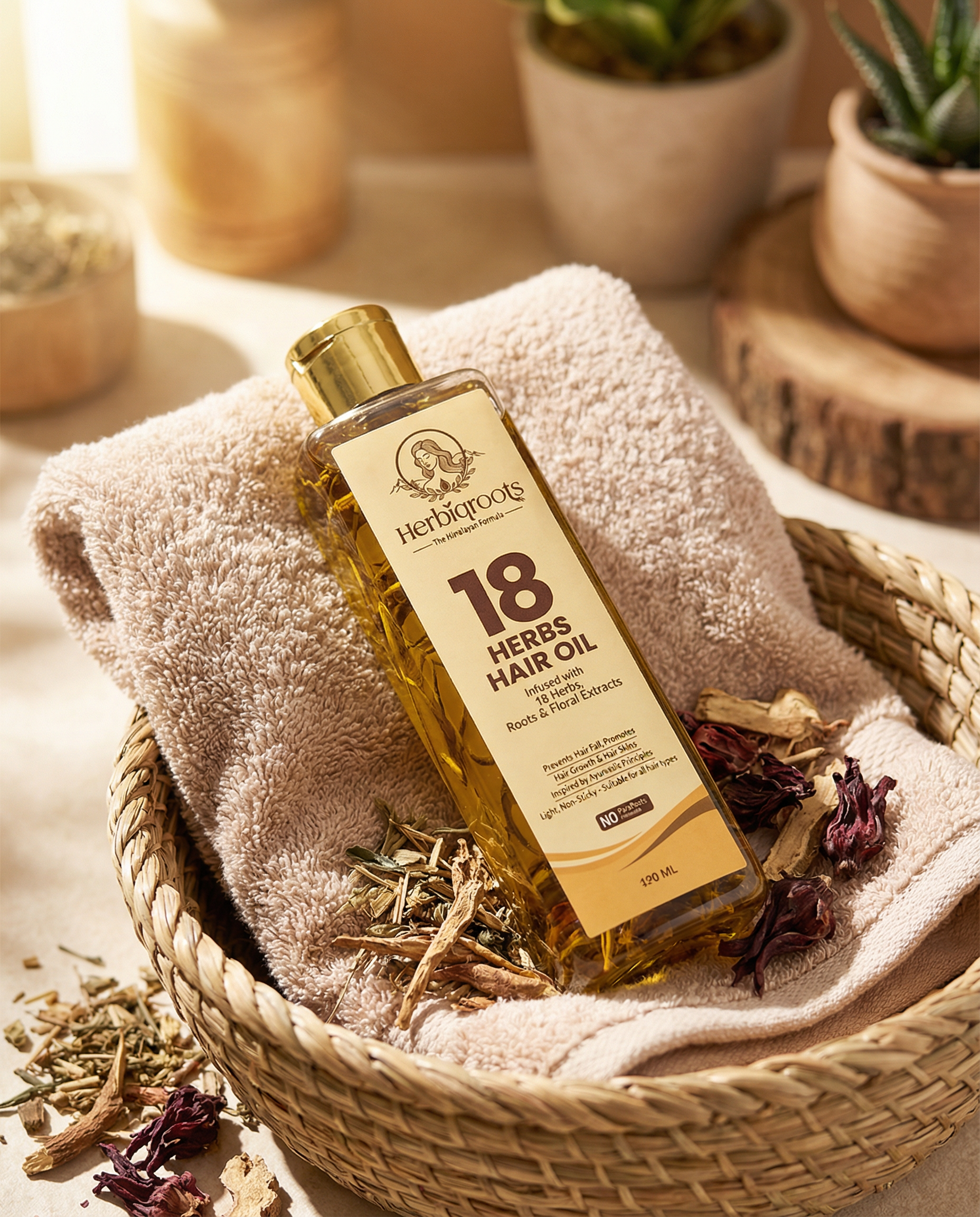 HerbiqRoots 18 Herbs Herbal Hair Oil (190ml)