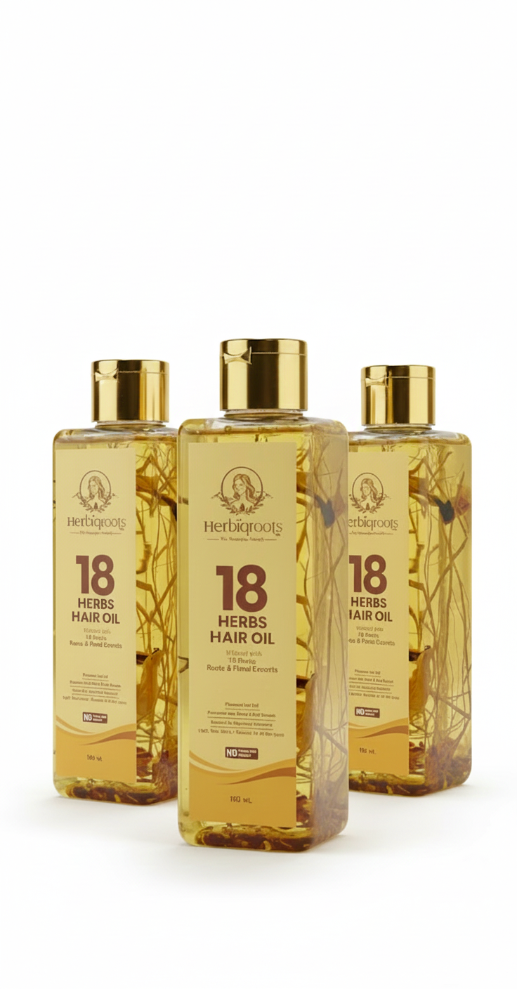 HerbiqRoots 18 Herbs Hair Oil – 3 Bottle Combo (Special Offer)