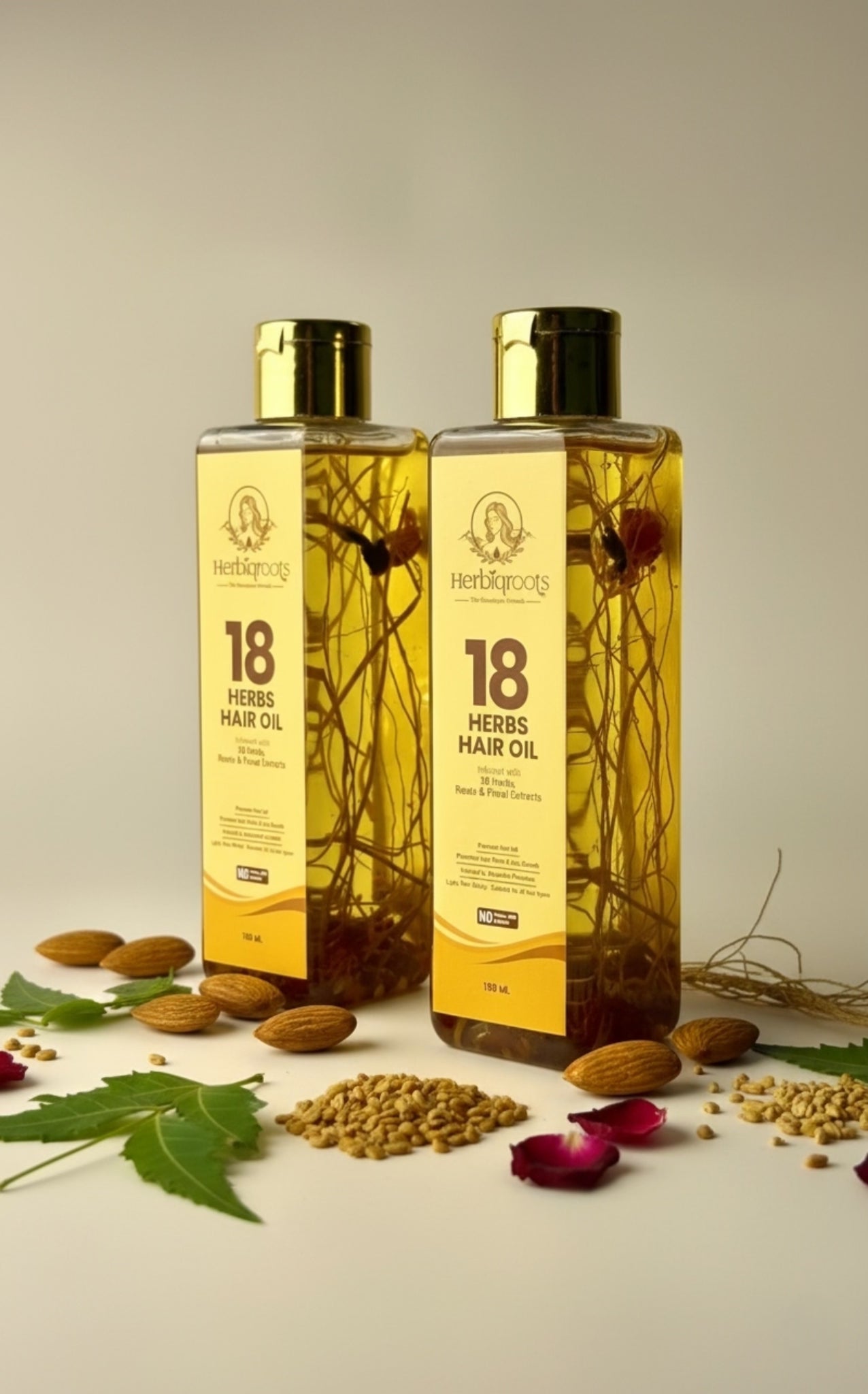 HerbiqRoots combo pack 18 herbs hair oil for long term hair growth and strong roots